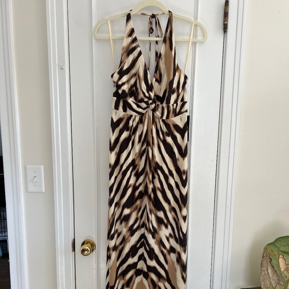 Animal print halter maxi dress